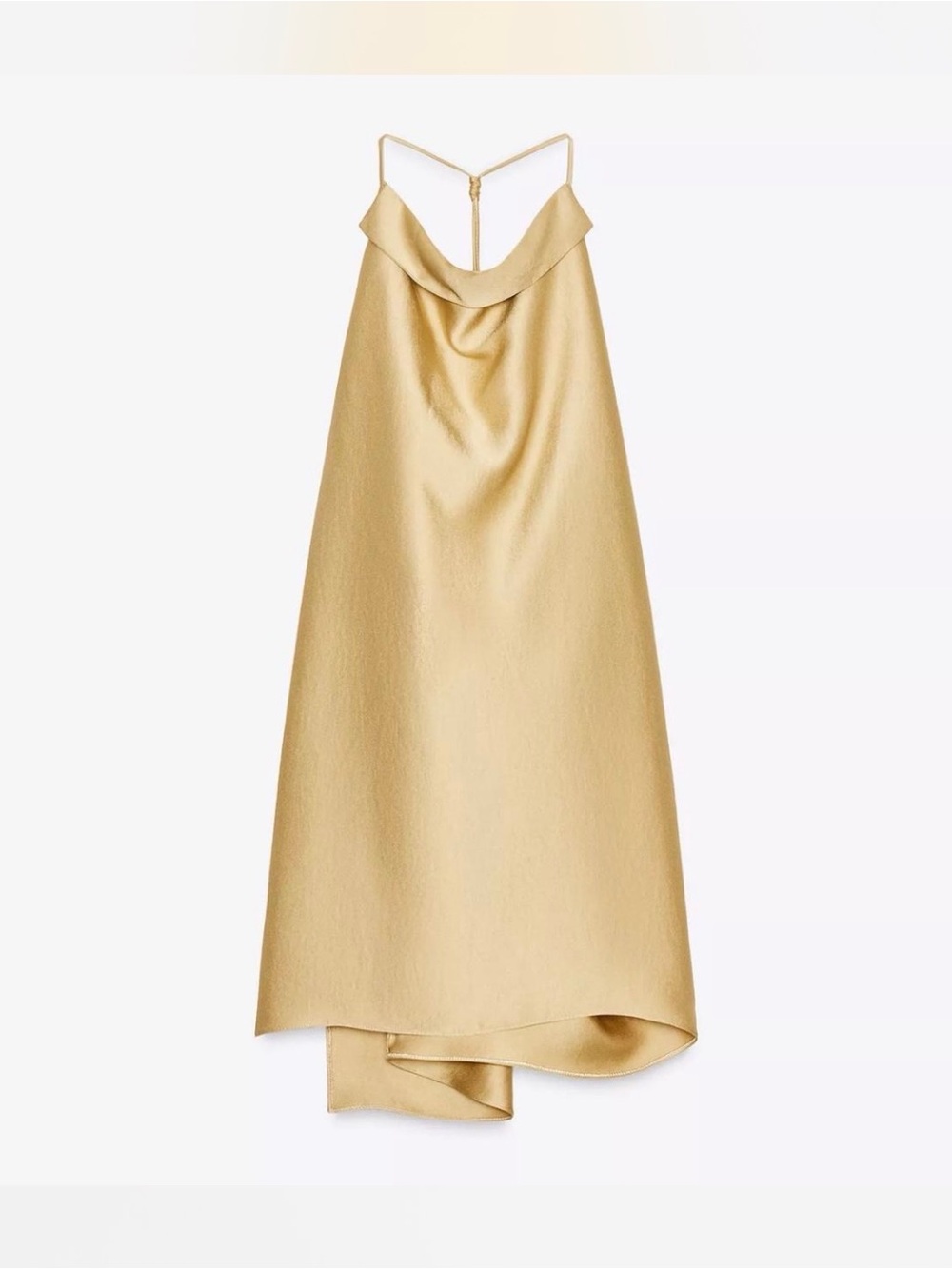 Zara Champagne Satin High-Low Slip Dress